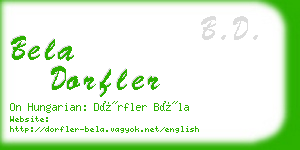 bela dorfler business card